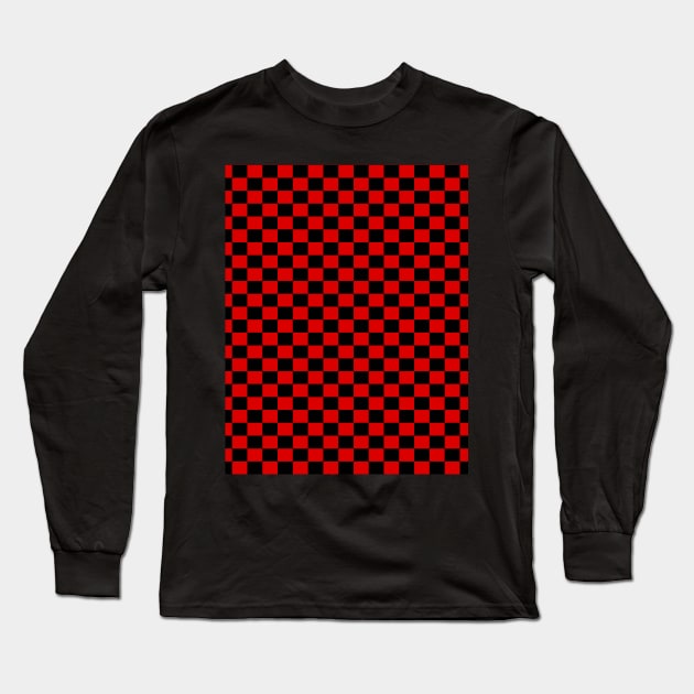 Checkered Red And Black Long Sleeve T-Shirt by DragonTees